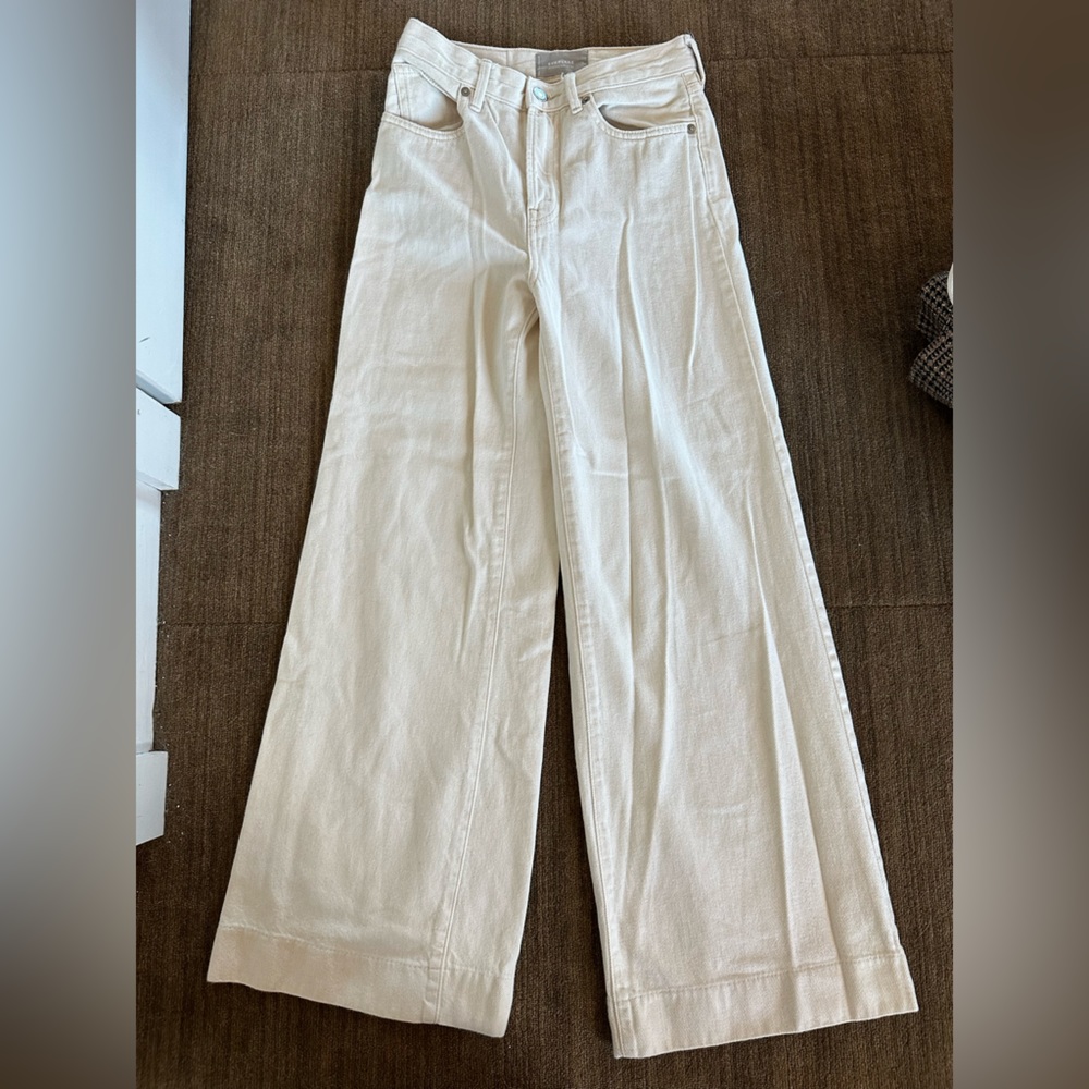 Everlane cream denim wide leg trouser
